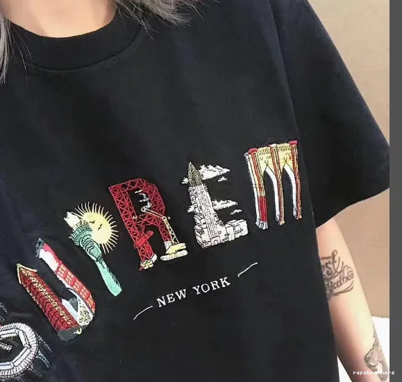 and T-shirt L White Black S Rainbow Arc 19SS Tee Embroidery City City Short Logo Arc sleeved XL M 0716